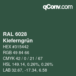 Farbcode: RAL 6028 - Kieferngrün | qconv.com