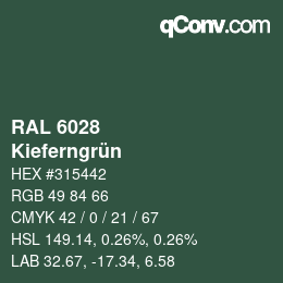 Farbcode: RAL 6028 - Kieferngrün | qconv.com