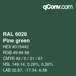 颜色代码: RAL 6028 - Pine green | qconv.com