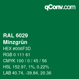 Farbcode: RAL 6029 - Minzgrün | qconv.com