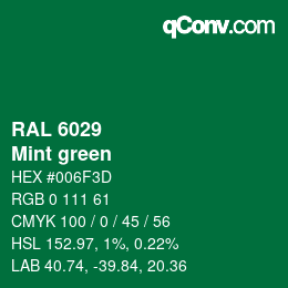 颜色代码: RAL 6029 - Mint green | qconv.com