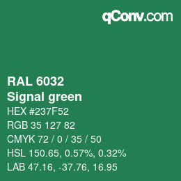 颜色代码: RAL 6032 - Signal green | qconv.com