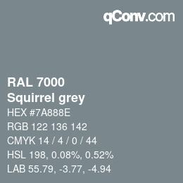 颜色代码: RAL 7000 - Squirrel grey | qconv.com