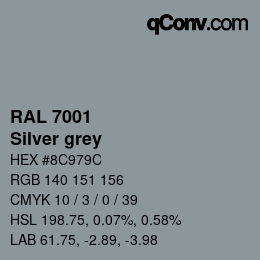 颜色代码: RAL 7001 - Silver grey | qconv.com