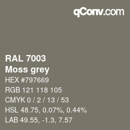 颜色代码: RAL 7003 - Moss grey | qconv.com