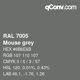 颜色代码: RAL 7005 - Mouse grey | qconv.com