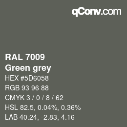 颜色代码: RAL 7009 - Green grey | qconv.com