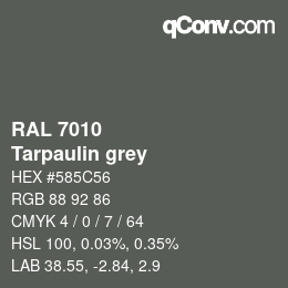 颜色代码: RAL 7010 - Tarpaulin grey | qconv.com