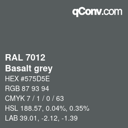 颜色代码: RAL 7012 - Basalt grey | qconv.com