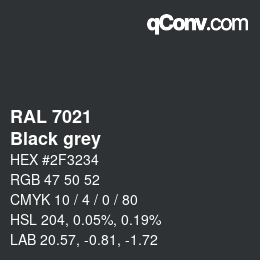 颜色代码: RAL 7021 - Black grey | qconv.com