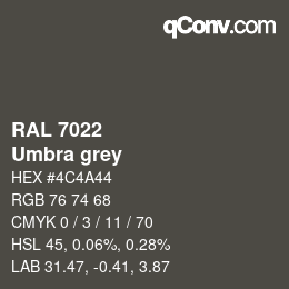 颜色代码: RAL 7022 - Umbra grey | qconv.com