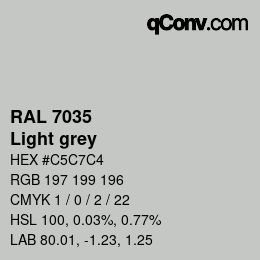 颜色代码: RAL 7035 - Light grey | qconv.com