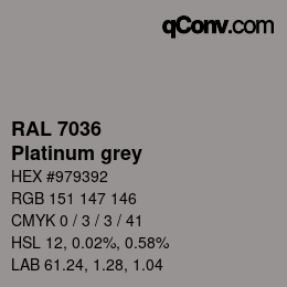 颜色代码: RAL 7036 - Platinum grey | qconv.com