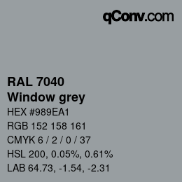 颜色代码: RAL 7040 - Window grey | qconv.com