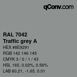 颜色代码: RAL 7042 - Traffic grey A | qconv.com