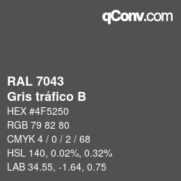 Código de color: RAL 7043 - Gris tráfico B | qconv.com