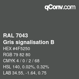 Code couleur: RAL 7043 - Gris signalisation B | qconv.com