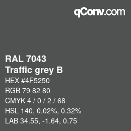 颜色代码: RAL 7043 - Traffic grey B | qconv.com
