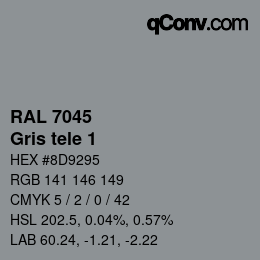 Código de color: RAL 7045 - Gris tele 1 | qconv.com