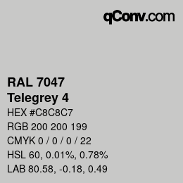 颜色代码: RAL 7047 - Telegrey 4 | qconv.com