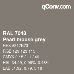 颜色代码: RAL 7048 - Pearl mouse grey | qconv.com