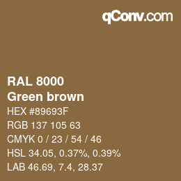 颜色代码: RAL 8000 - Green brown | qconv.com
