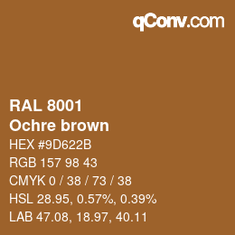 颜色代码: RAL 8001 - Ochre brown | qconv.com