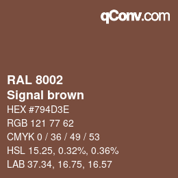 颜色代码: RAL 8002 - Signal brown | qconv.com