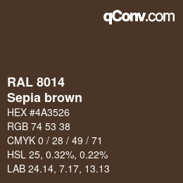 颜色代码: RAL 8014 - Sepia brown | qconv.com