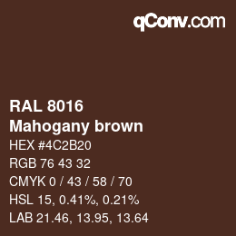 颜色代码: RAL 8016 - Mahogany brown | qconv.com