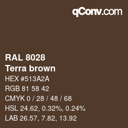 颜色代码: RAL 8028 - Terra brown | qconv.com