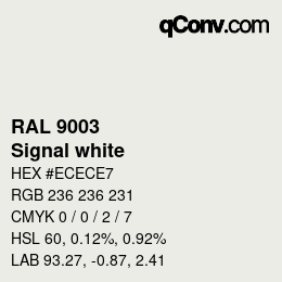 颜色代码: RAL 9003 - Signal white | qconv.com