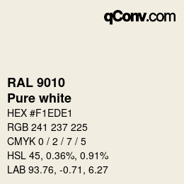 颜色代码: RAL 9010 - Pure white | qconv.com