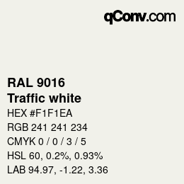 颜色代码: RAL 9016 - Traffic white | qconv.com