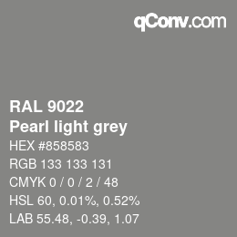 颜色代码: RAL 9022 - Pearl light grey | qconv.com