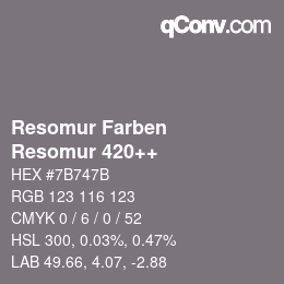 カラーコード: Resomur Farben - Resomur 420++ | qconv.com