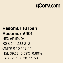 Farbcode: Resomur Farben - Resomur A401 | qconv.com