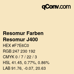 カラーコード: Resomur Farben - Resomur J400 | qconv.com