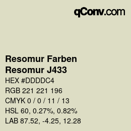 Farbcode: Resomur Farben - Resomur J433 | qconv.com