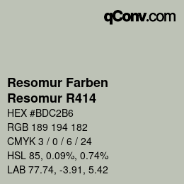 カラーコード: Resomur Farben - Resomur R414 | qconv.com