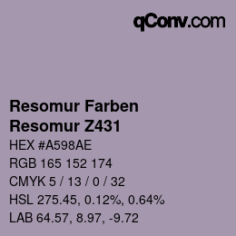 カラーコード: Resomur Farben - Resomur Z431 | qconv.com