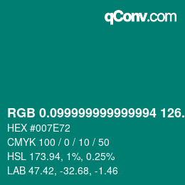 カラーコード: RGB 0.099999999999994 126.8 114 | qconv.com