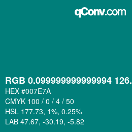 カラーコード: RGB 0.099999999999994 126.8 122 | qconv.com