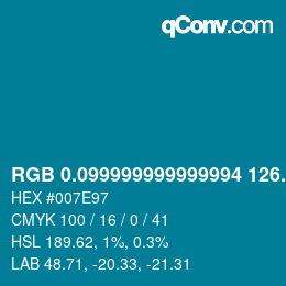 Color code: RGB 0.099999999999994 126.8 151 | qconv.com