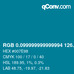 Color code: RGB 0.099999999999994 126.8 152 | qconv.com