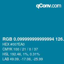Color code: RGB 0.099999999999994 126.8 160 | qconv.com