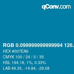 Color code: RGB 0.099999999999994 126.8 166 | qconv.com