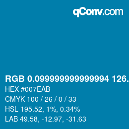 Color code: RGB 0.099999999999994 126.8 171 | qconv.com