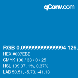 Color code: RGB 0.099999999999994 126.8 190 | qconv.com