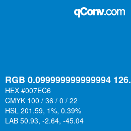 Color code: RGB 0.099999999999994 126.8 198 | qconv.com